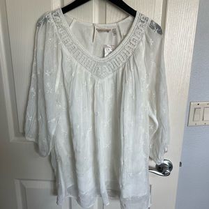 Soft Surroundings white embroidered top